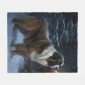 Saint Bernard Snowy Sleigh Kerstdecoratie Fleece Deken (Voorkant (Horizontaal))