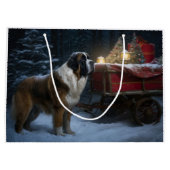 Saint Bernard Snowy Sleigh Kerstdecoratie Groot Cadeauzakje (Achterkant)