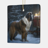 Saint Bernard Snowy Sleigh Kerstdecoratie Keramisch Ornament (Links)