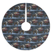 Saint Bernard Snowy Sleigh Kerstdecoratie Kerstboom Rok (Voorkant)
