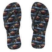 Saint Bernard Snowy Sleigh Kerstdecoratie Teenslippers (Voetbed)