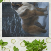 Saint Bernard Snowy Sleigh Kerstdecoratie Theedoek (Gevouwen)