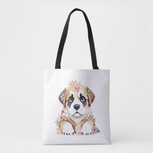 Saint Bernard Speelse Schattige Fun Dier Kleurrijk Tote Bag (Voorkant)