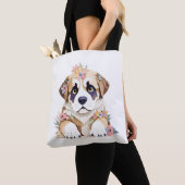 Saint Bernard Speelse Schattige Fun Dier Kleurrijk Tote Bag (Dichtbij)