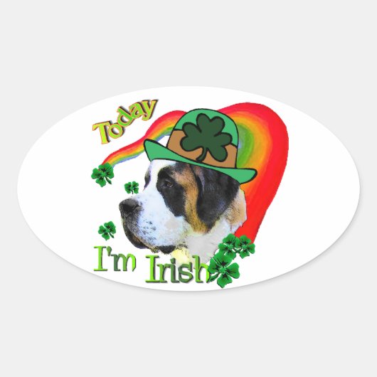 Saint Bernard St Patricks Ovale Sticker (Voorkant)