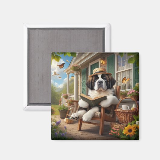 Saint Bernard thema 2 inch magneet (Voorkant / Achterkant)