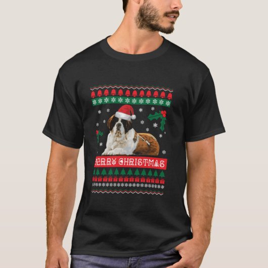 Saint Bernard Ugly Christmas Sweater Shirt St Bern (Voorkant)
