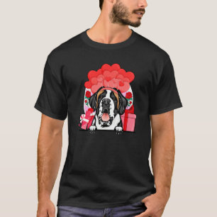 Saint Bernard Valentijnsdag Dog Hearts Balloons F T-shirt
