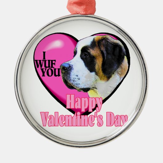 Saint Bernard-Valentijnsdag Metalen Ornament (Voorkant)