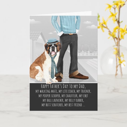 Saint Bernard van de Dog-Vaderdag Kaart (Gele Bloem)