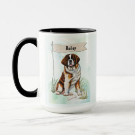 Saint Bernard Watercolor Personalized Dog Mok