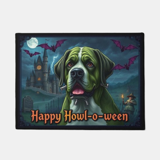 Saint Bernardstein Prettig Hoe-waak-oween Deurmat (Voorkant)