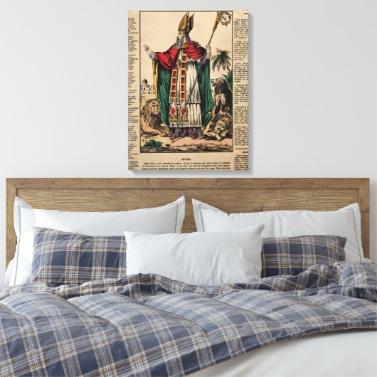 Saint Blaise. Verkleurde lithograaf v Canvas Afdruk (Insitu (Slaapkamer))