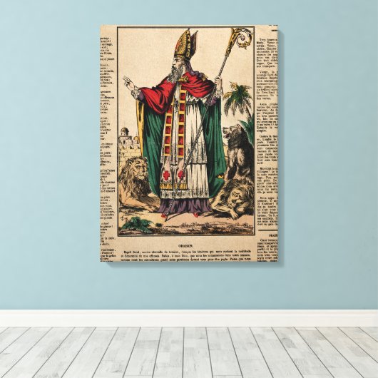 Saint Blaise. Verkleurde lithograaf v Canvas Afdruk (Insitu (Houten vloer))