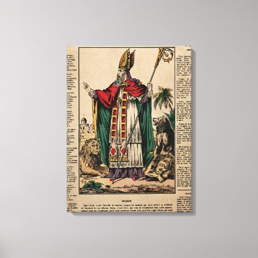 Saint Blaise. Verkleurde lithograaf v Canvas Afdruk (Voorkant)