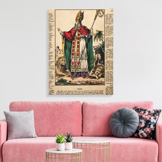 Saint Blaise. Verkleurde lithograaf v Canvas Afdruk (Insitu (Woonkamer))
