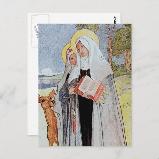 Saint Bridget en Deer Briefkaart (Voorkant / Achterkant)