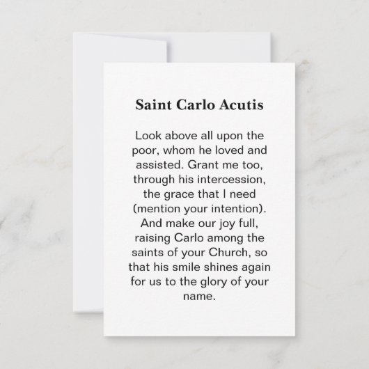 Saint Carlo Acutis Bedankkaart (Achterkant)