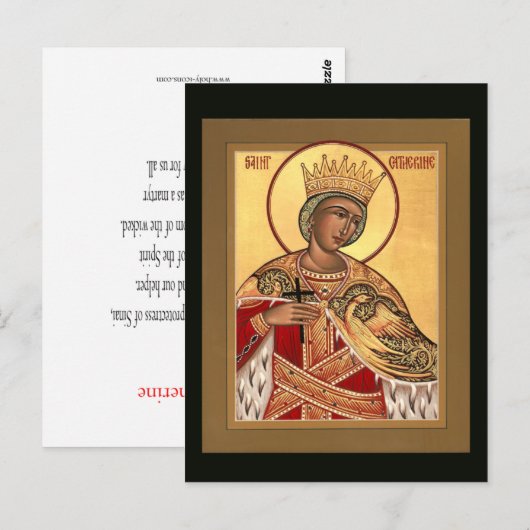 Saint Catherine Prayer Card Briefkaart (Voorkant / Achterkant)