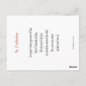 Saint Catherine Prayer Card Briefkaart (Achterkant)
