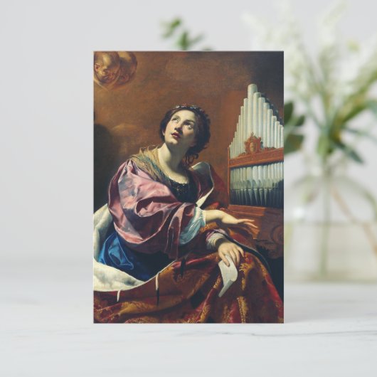 Saint Cecilia door Simon Vouet Bedankkaart (Staand voorkant)