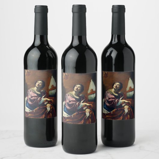 Saint Cecilia door Simon Vouet Wijn Etiket (Flessen)