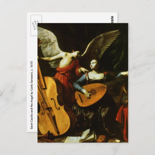 Saint Cecilia en de Engel door Carlo Saraceni Briefkaart (Voorkant / Achterkant)