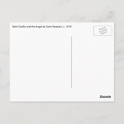 Saint Cecilia en de Engel door Carlo Saraceni Briefkaart (Achterkant)