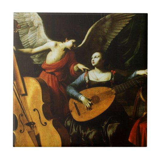 Saint Cecilia en de Engel door Carlo Saraceni Tegeltje (Voorkant)