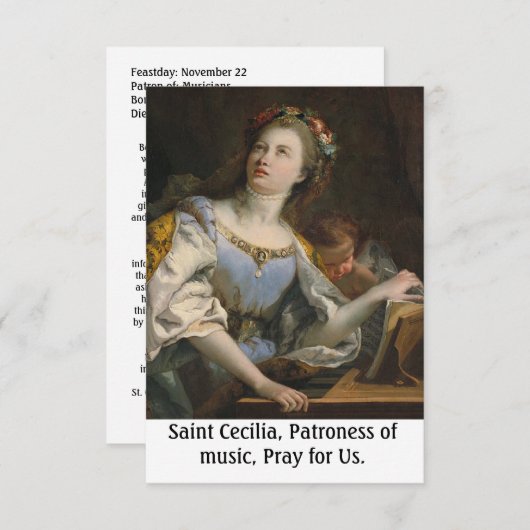 Saint Cecilia Heilige Kaart (Voorkant / Achterkant)
