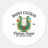 Saint Cecilia Patron Saint Of Musicians Catholic M Ronde Sticker (Voorkant)