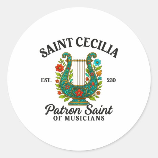 Saint Cecilia Patron Saint Of Musicians Catholic M Ronde Sticker (Voorkant)