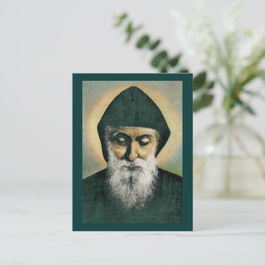 Saint Charbel Portrait Briefkaart (Staand voorkant)