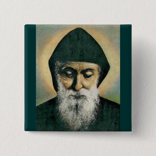 Saint Charbel Portrait Vierkante Button 5,1 Cm (Voorkant)