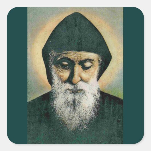 Saint Charbel Portrait Vierkante Sticker (Voorkant)