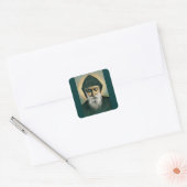 Saint Charbel Portrait Vierkante Sticker (Envelop)