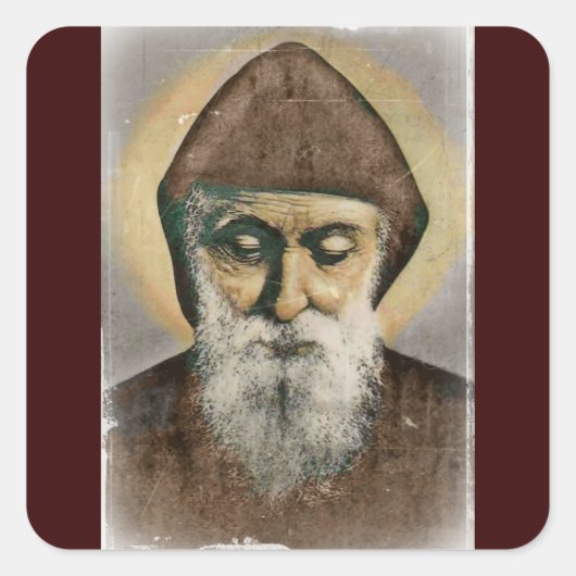 Saint Charbel Portrait Vierkante Sticker (Voorkant)