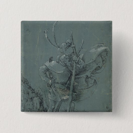Saint Christopher, 1510 Vierkante Button 5,1 Cm (Voorkant)