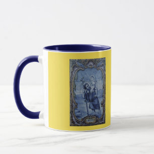 Saint Christopher Blue Tile Coffee Mok