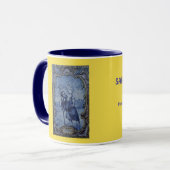 Saint Christopher Blue Tile Coffee Mok (Voorkant links)