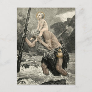 Saint Christopher Christus Travel Engraving Mogk Briefkaart