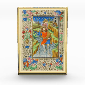 Saint Christopher Middeleeuwse verlichting Fotoblokken