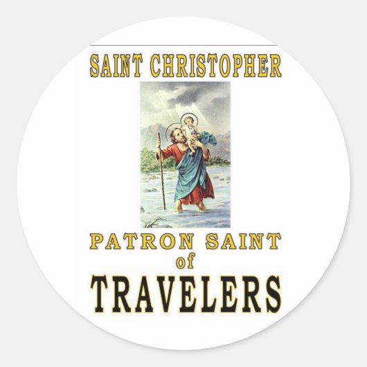 SAINT CHRISTOPHER RONDE STICKER (Voorkant)