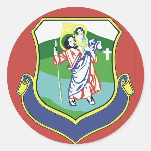 Saint Christopher Ronde Sticker (Voorkant)