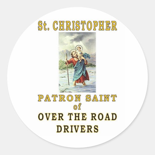 SAINT CHRISTOPHER RONDE STICKER (Voorkant)