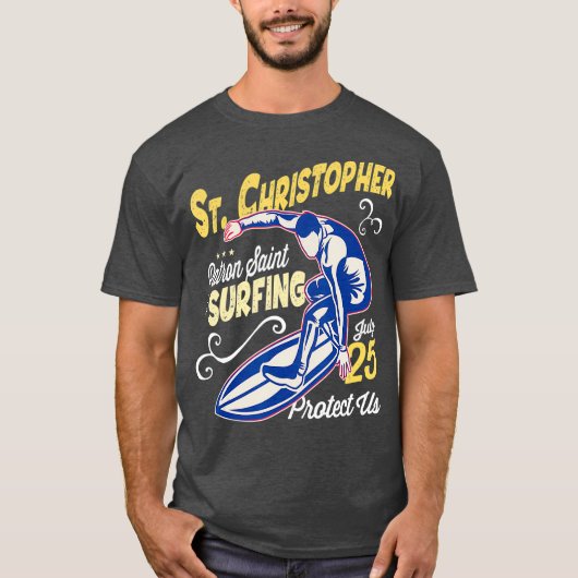 Saint Christopher Surf Patron Saint-Surfing T-shirt (Voorkant)