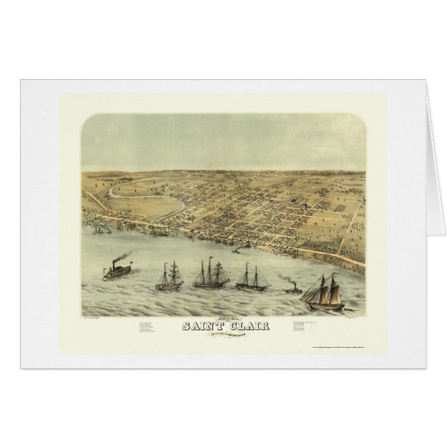 Saint Clair, MI Panoramic Map - 1868 (Voorkant Horizontaal)