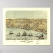Saint Clair Michigan 1868 Antiek Panoramische Kaar Poster (Voorkant)