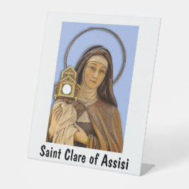 Saint Clare Assisi Reclamebord Met Voetstuk