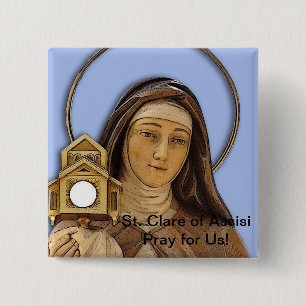 Saint Clare Assisi Vierkante Button 5,1 Cm